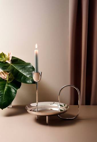 Silver Loop Plate with Candle Holder