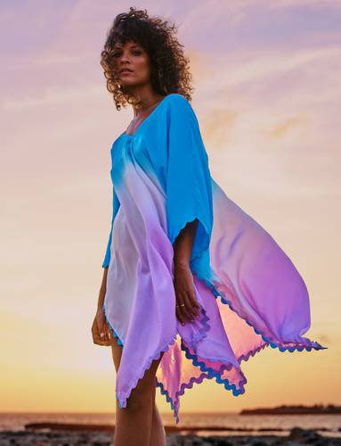 Dyed Silk Ombre Poncho