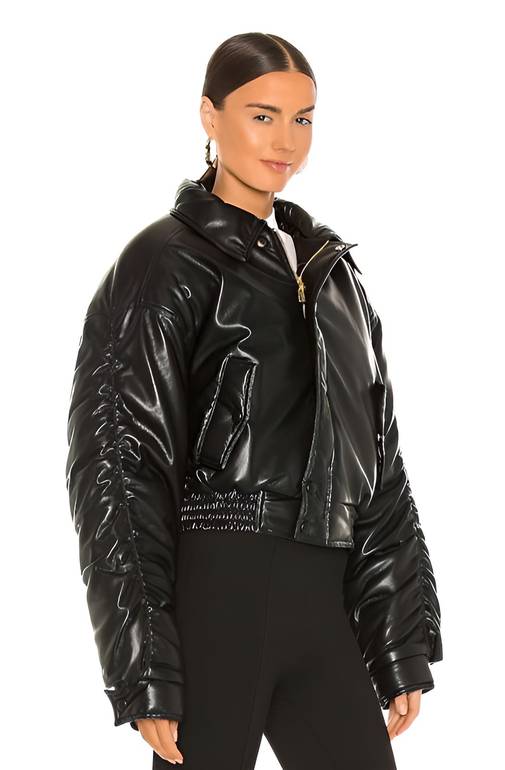 Puffer Leather Jacket