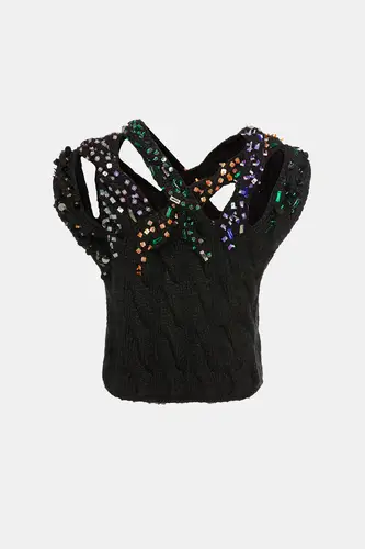 Knitted Top with Crystal Black