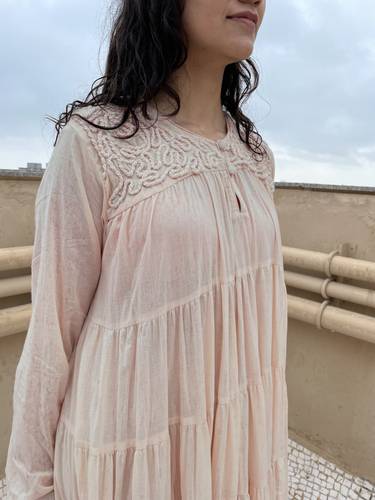 Embroidered Ghera Nude Blush Dress 