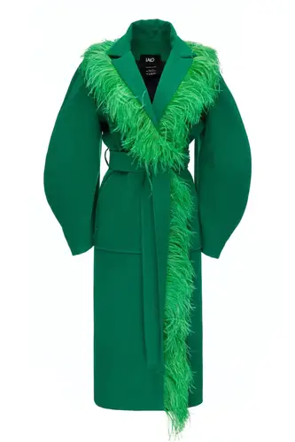 Wool Feathers Coat Emerald