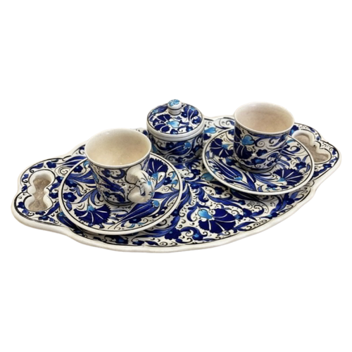 Floral Hand Painted Espresso Tray Set