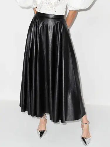 Vegan Leather Flare Skirt