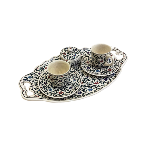 Leaves Hand Painted Espresso Tray Set