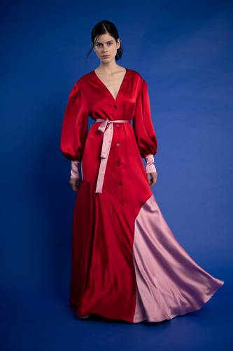 Elsie Maxi Dress with Flounce Hem Red