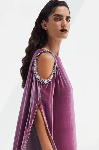 Velvet Crystal Dress Purple
