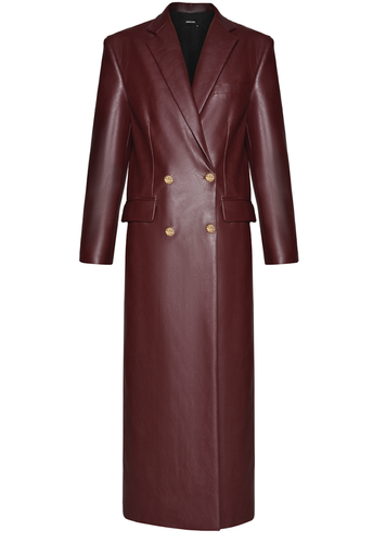 Burgundy Long Leather Coat
