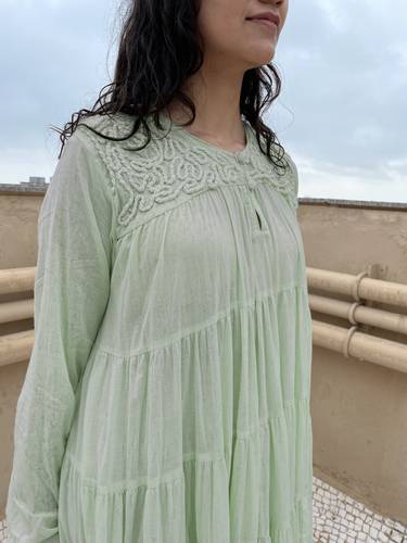 Embroidered Ghera Mint Dress 