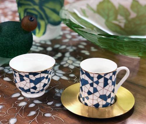   Geo Blue Espresso Set 6