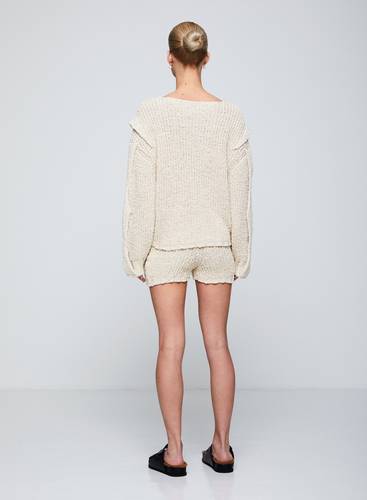 Rustic Patchwork Short Cream