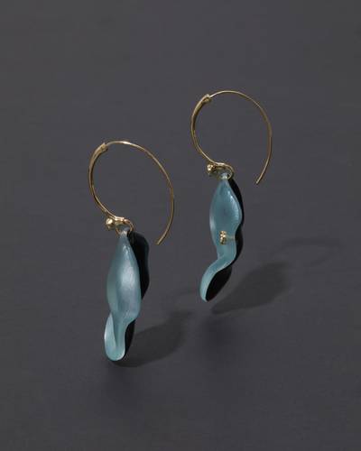 Organic disc earrings/ blue grey