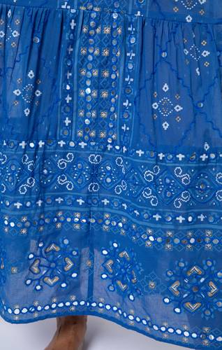 Mosaic Embroidered Maxi Dress Blue