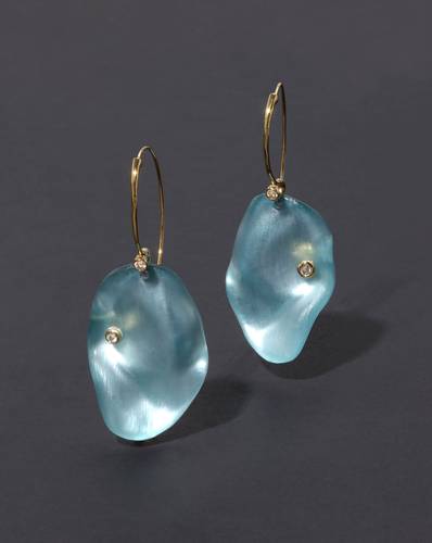 Organic disc earrings/ blue grey