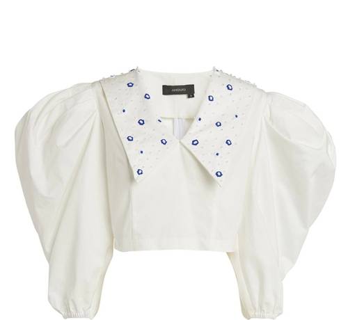 Puffy Sleeves Embroidered Blouse