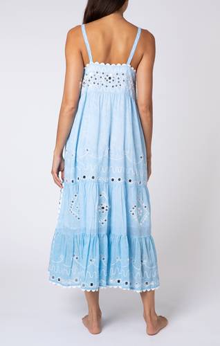 Paillette Embroidered Long Dress Blue