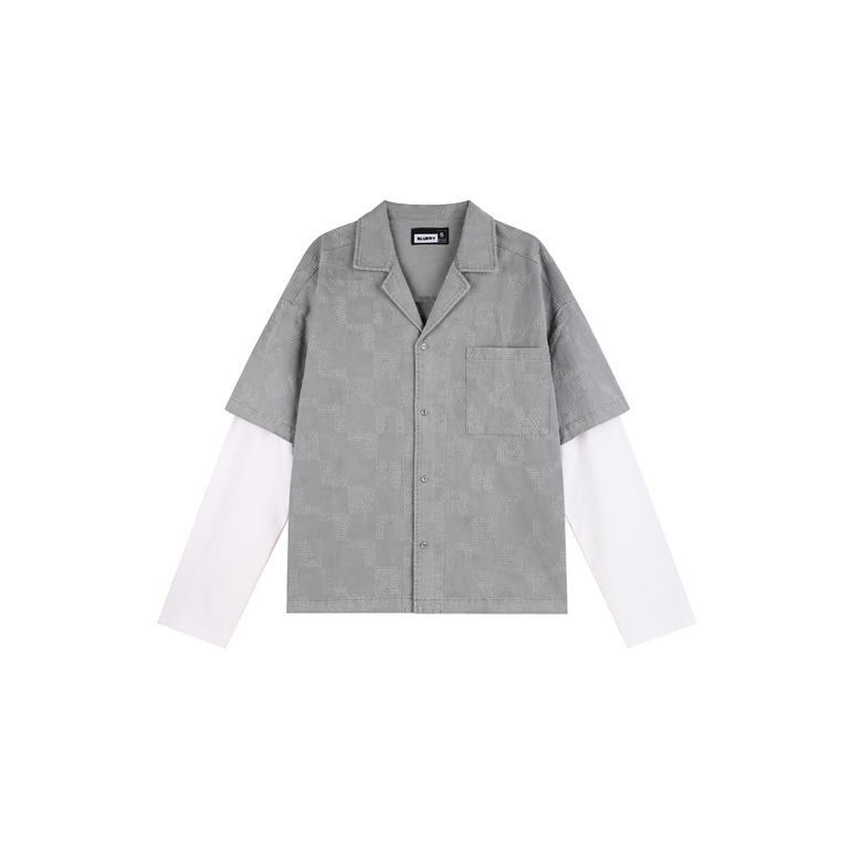 BLURRY pattern logo grey cotton shirt