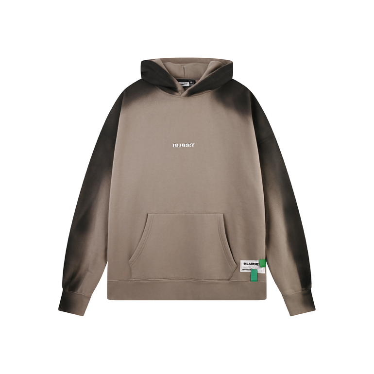 Brown Acid-Wash Hoodie With Spray  Effect ( Unisex )
