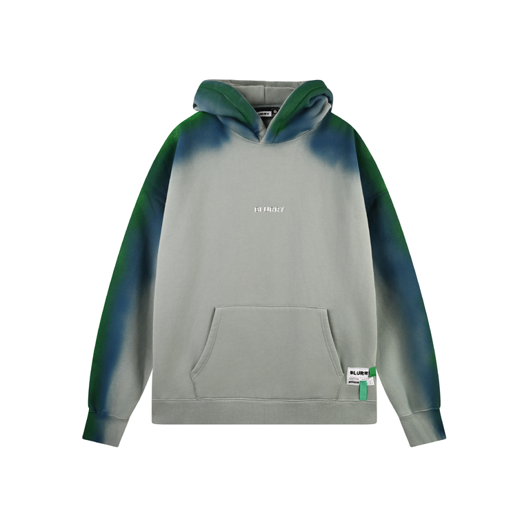 Green Acid-Wash Hoodie With Spray  Effect (Unisex)