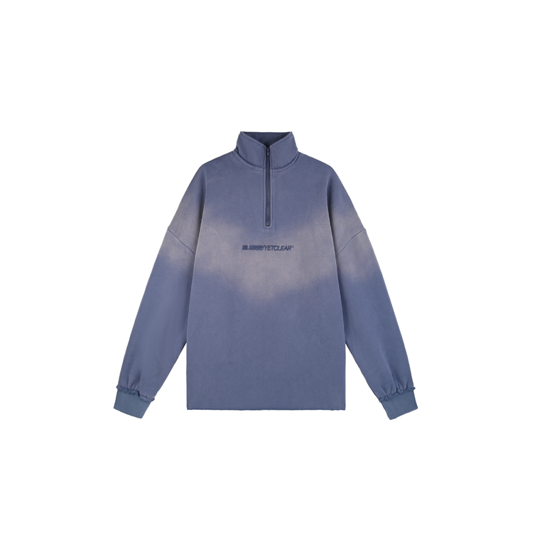 Washed blue quarter zip sweatshirt set