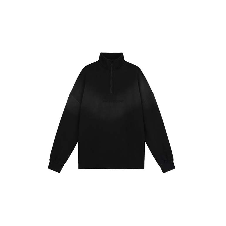 Washed black quarter zip sweatshirt set