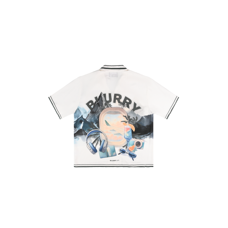 BLURRY AIR linen/cotton graphic shirt Set
