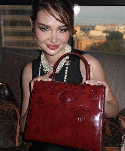 Cartier Happy Birthday Women's Bordeaux Leather Handbag Used Authentic