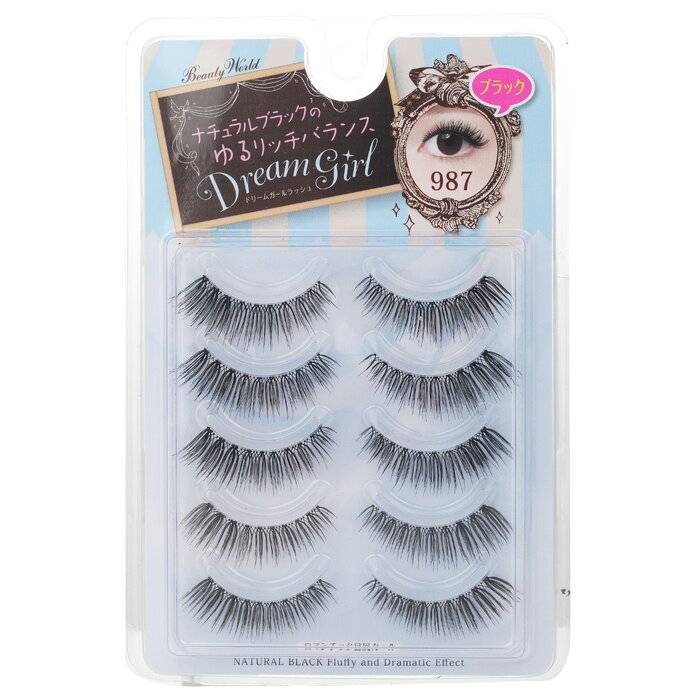 Dream Girl Nylon Eyelash - # 987 Natural Black 5pairs by Beauty World