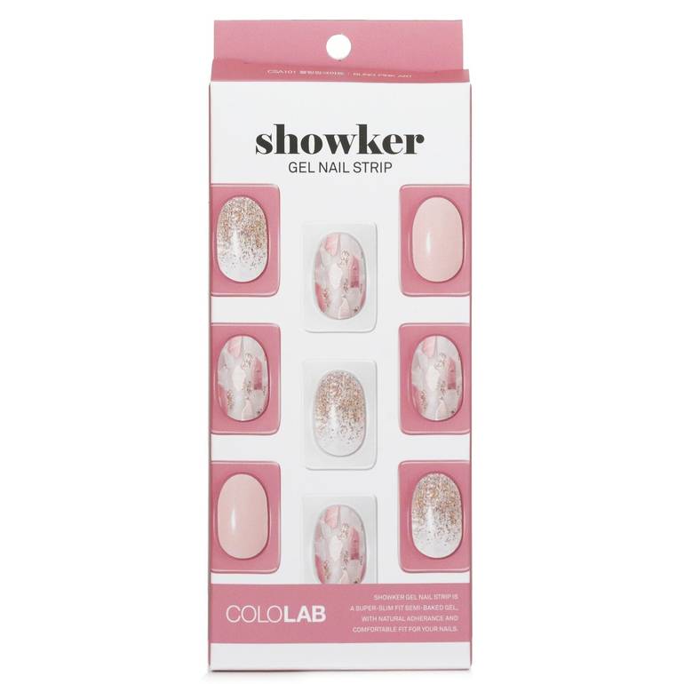 Showker Gel Nail Strip # CSA101 Bling Pink Art من Cololab