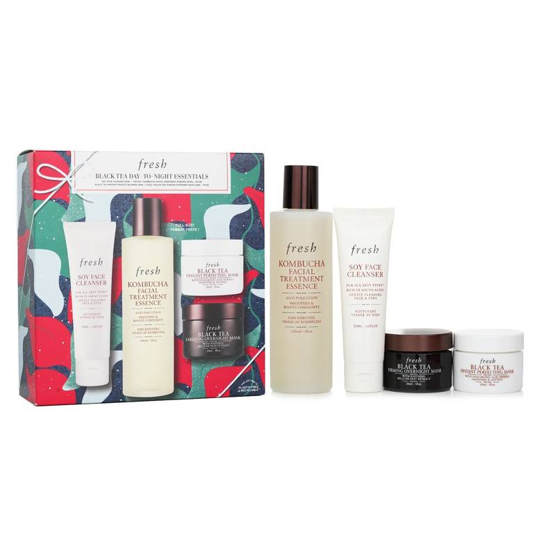 Black Tea Set: Soy Face Cleanser+Kombucha F.T. Essence+Instant Perfecting Mask+Firming Overnight Mask من Fresh