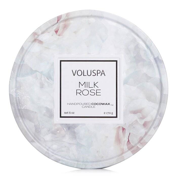 شمع قصدير بفتيلي - Milk Rose 170g/6oz من فولوسبا