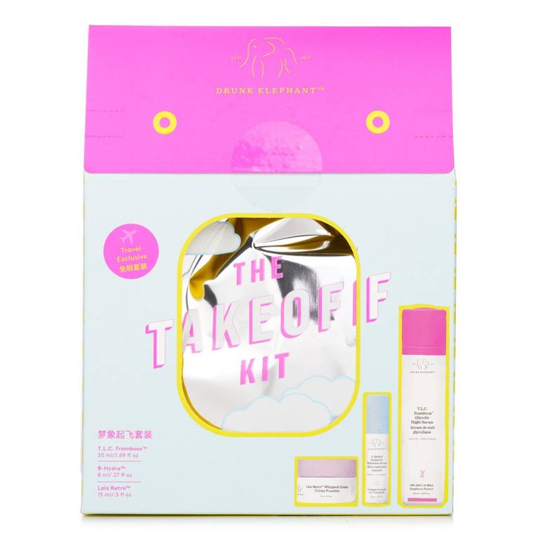 مجموعة The TakeOff : سيرم ليلي T.L.C Framboos 50مل+سيرم B-Hydra 8مل+كريم Lala Retro Whipped Cream 15مل من Drunk Elephant
