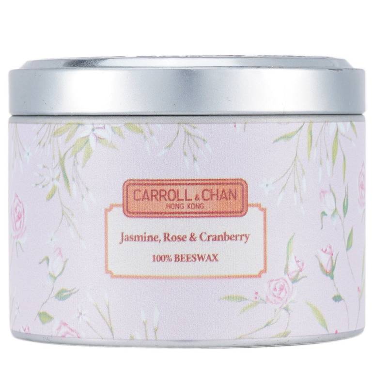 شمع قصديري بشمع العسل 100% - Jasmine Rose Cranberry من Carroll & Chan