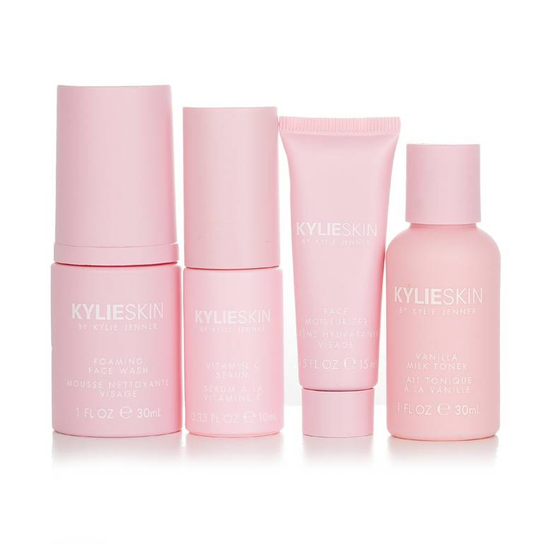 4-Piece Mini Set: Foaming Face Wash 30ml + Face Moisturizer 15ml + Vitamin C Serum 10ml + Vanilla Milk Toner 30ml by Kylie Skin