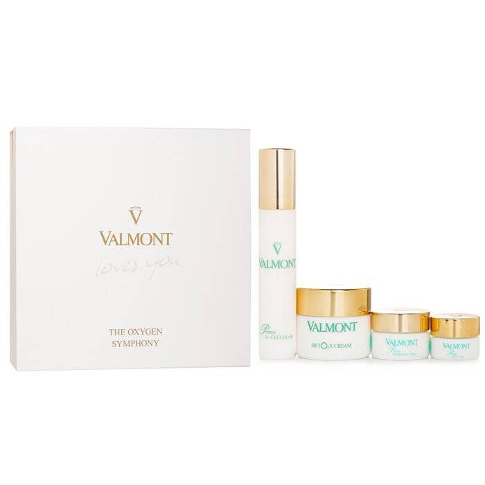 مجموعة The Oxygen Symphony: عبوة مجددة Prime 15مل + Prime B-Cellular 30مل + كونتور Prime 5مل + كريم Deto2x 45مل 4pcs من Valmont