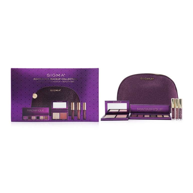 مجموعة مكياج Magnifique (لوحة ظلال عيون عدد 1 + ثنائية أحمر خدود Berry Glow عدد 1 + مجموعة مصغرة للشفاه Adored عدد 1 + حقيبة) من Sigma Beauty