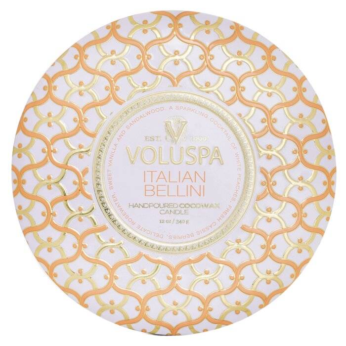 شمع قصدير مزخرف مع 3 فتائل - Italian Bellini 340g/12oz من فولوسبا
