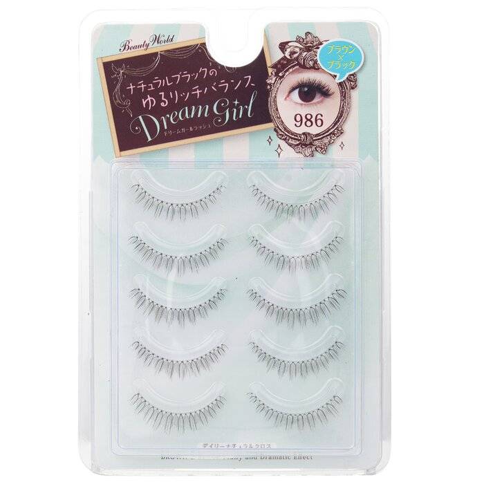 Dream Girl Nylon Eyelash - # 986 Black and Brown 5pairs by Beauty World