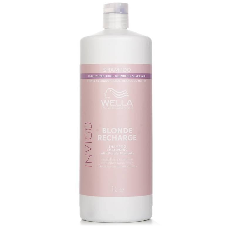 Invigo Blonde Recharge Shampoo With Purple Pigments Highlighted, Cool Blonde Or Silver Hair by Wella