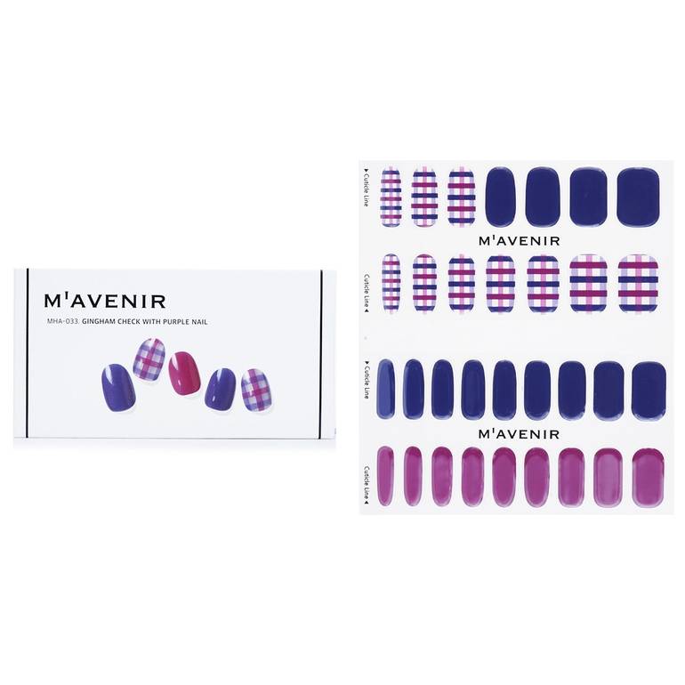 Nail Sticker (Patterned) - # Gingham Check With Purple Nail by Mavenir