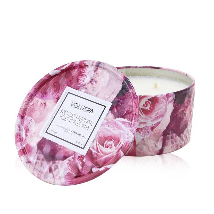 شمع قصديري بفتيلين - Rose Petal Ice Cream 170g/6oz من فولوسبا