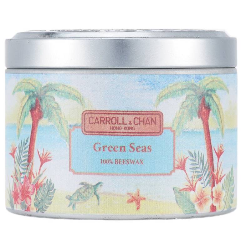 شمع قصديري بشمع العسل 100% - Green Seas من Carroll & Chan