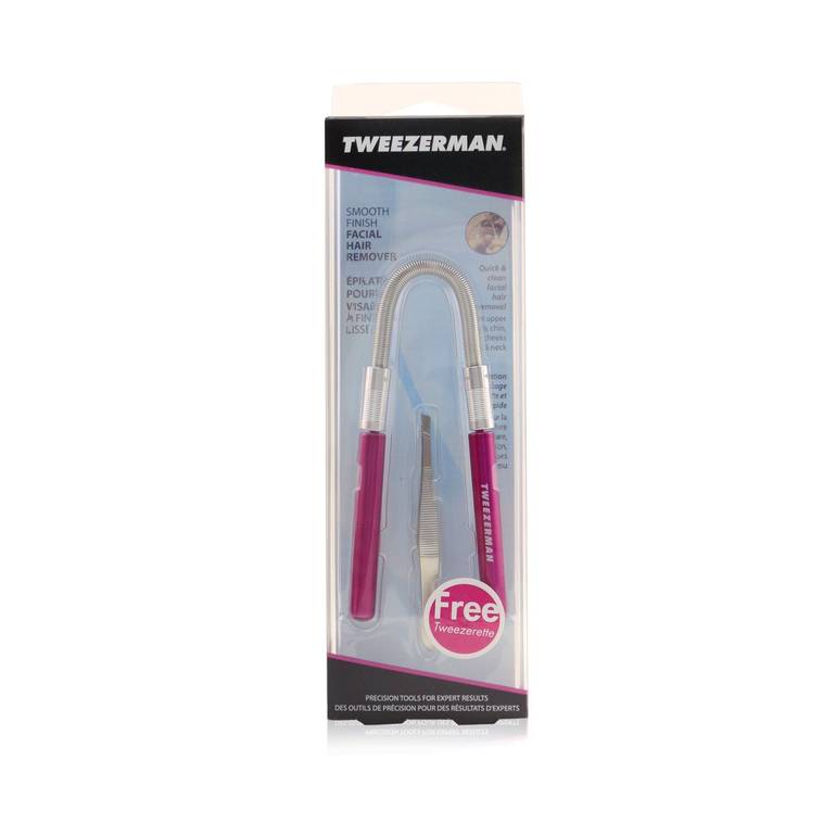 Smooth Finish Facial Hair Remover - Pink (With Stainless Slant Tweezerette) by Tweezerman