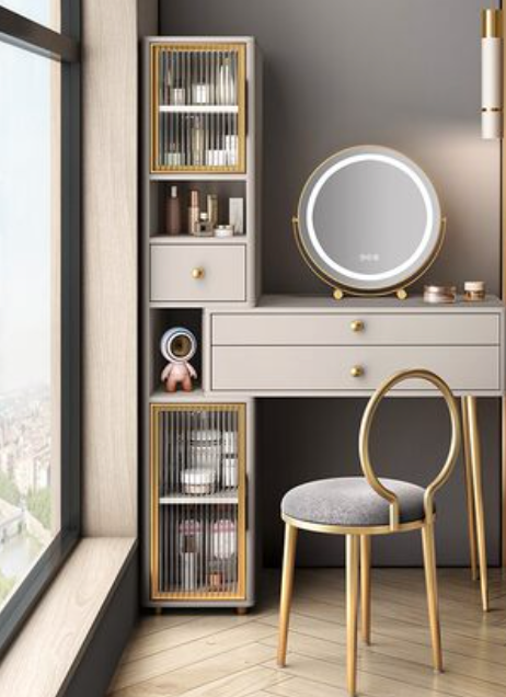  Nordic table with sideboard, mirror and chair 