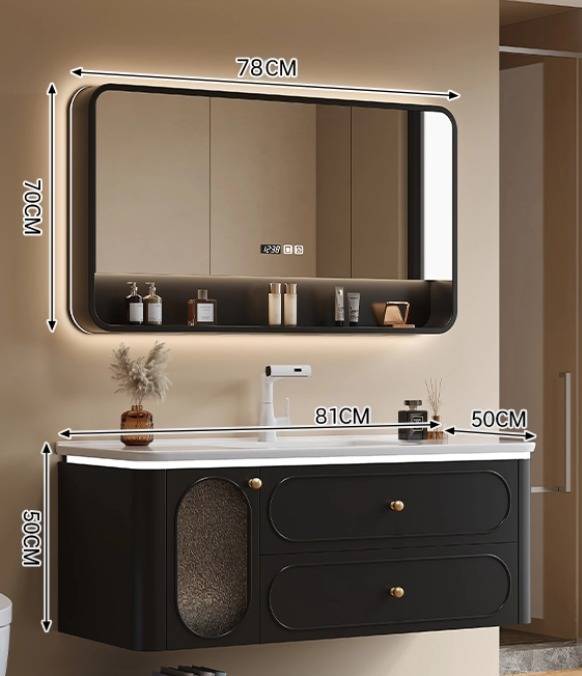  Anshi wooden bathroom sink with smart mirror 
