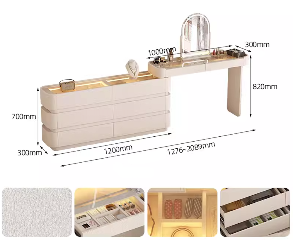  Dressing table with illuminated mirror 