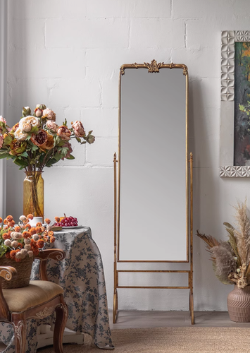 مرآة زخرفية Vintage بإطار حديدي عتيق – KS Furniture