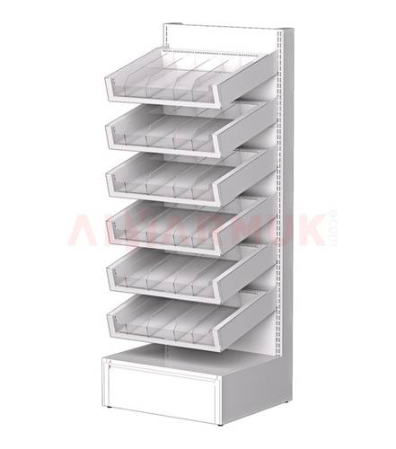 Adjustable Tilting Pharmacy Shelving Unit 76,3 cm - 6 Shelves