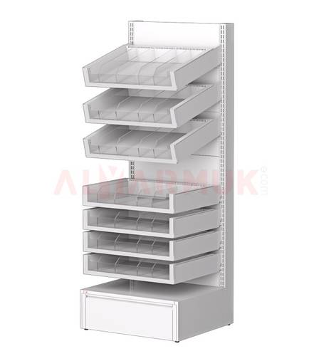Pull-Out & Tilting Pharmacy Shelving Unit 76,3 cm - 7 Shelves