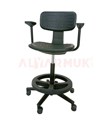 Adjustable Medical Lab Stool with Backrest and Armrests
